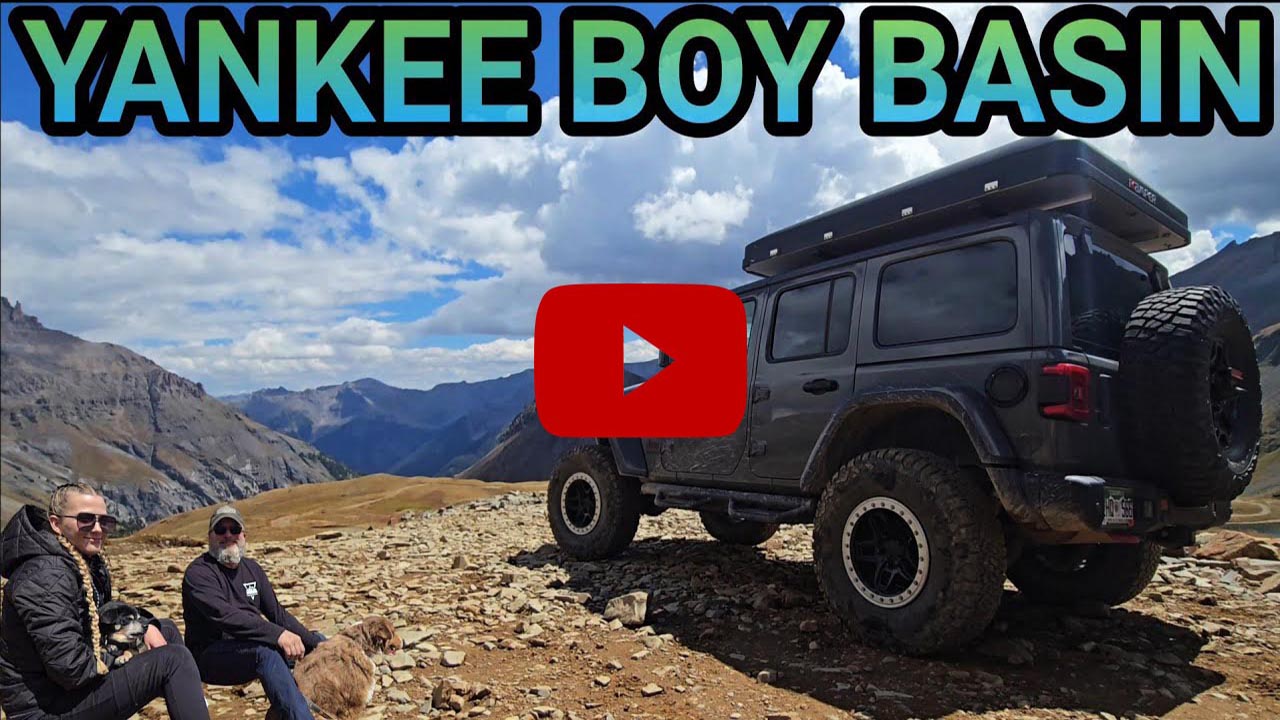 Peak Overland Jeep Wrangler Rubicon on Yankee Boy Basin in Colorado, as seen in Journey Beyond Overland’s video.